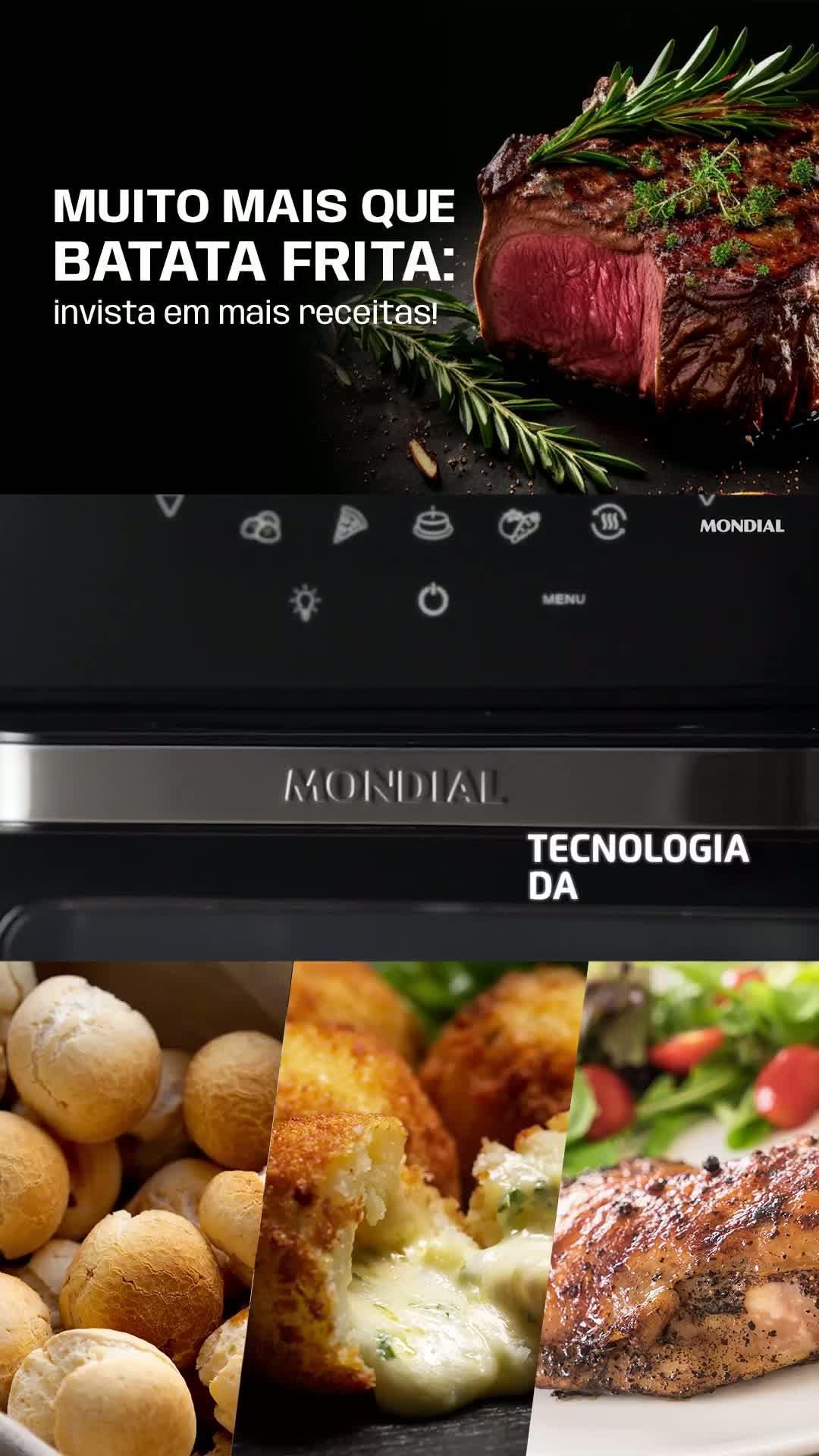 Demonstração da Air Fryer Forno Oven 12L Mondial