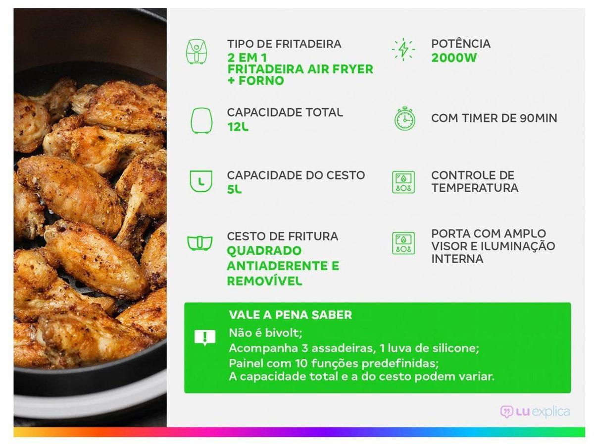 Painel digital da Air Fryer